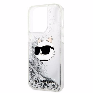 Karl Lagerfeld KLHCP14LLNHCCS iPhone 14 Pro 6.1" cietais viedtālruņa apvalks sudrabains/sudrabains Mirdzošs Choupette Head
