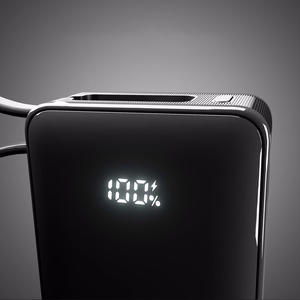 Внешний аккумулятор SBS 10000 mAh 20W со встроенным кабелем USB-C и цифровым дисплеем - чёрный