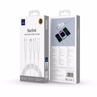 WiWU - Starlink sērijas datu kabelis Wi-046E 3in1 USB C uz USB C, Micro USB, Lightning 60W 1m - balts
