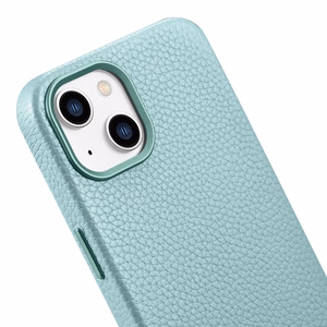 iCarer Litchi Premium ādas apvalks iPhone 14 Magnētiskais ādas apvalks ar MagSafe Zaļš (WMI14220709-GN)