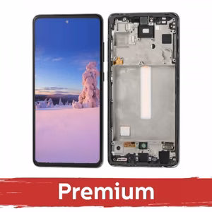 LCD Displejs saderīgs ar Samsung A528 A52s ar rāmi / Awesome Black / OEM