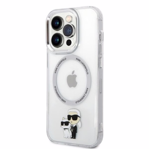Karl Lagerfeld Ikoniskais Karl&Choupette Magnētiskais viedtālruņa apvalks iPhone 14 Pro - caurspīdīgs