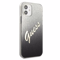 Guess GUHCP12SPCUGLSBK iPhone 12 mini 5.4" melns/melns cietais apvalks Glitter Gradient Script