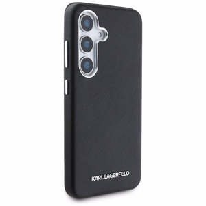 Karl Lagerfeld Saffiano Pilnībā Apvīts Pagarināts Metāla Logotips Magnētiskais viedtālruņa apvalks Samsung Galaxy S25 - melns