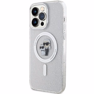 Karl Lagerfeld Karl&Choupette Mirdzošs Magnētiskais viedtālruņa apvalks iPhone 15 Pro Max - caurspīdīgs