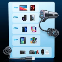 Auto lādētājs Joyroom JR-CL07 3-in-1 USB/Type-C 55W + Type-C 1,5m melns