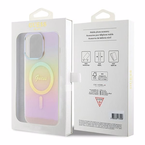 Guess IML Iridescent Magnētiskais viedtālruņa apvalks iPhone 15 Pro - rozā