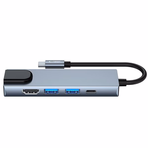 HUB Tech-Protect V3 5in1 USB-C - USB-A 3.0 / USB-A 2.0 / USB-C / HDMI / RJ45 - pelēks