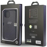 Audi Oglekļa šķiedras iPhone 14 6.1" melns/melns cietais apvalks AU-TPUPPCIP14-R8/D2-BK