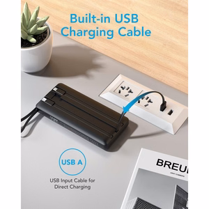 VEGER portatīvais lādētājs 10000 mAh ar iebūvētiem kabeļiem Micro USB / Type C / Lightning C10 (W1116) melna