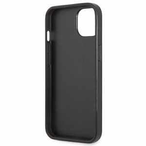 Guess GUHCP14MPSATLK iPhone 14 Plus 6.7 "melns/melns cietais apvalks SaffianoTriangle Logo