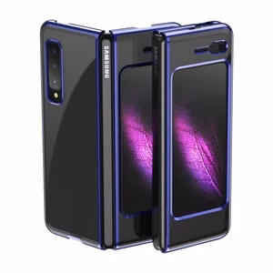 Plating apvalks cietais apvalks ar elektroplāksnes rāmi Samsung Galaxy Fold zils
