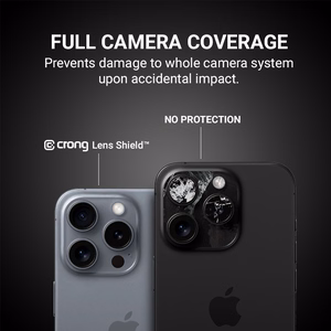 Crong Lens Shield kameras objektīvu stikla aizsargs iPhone 16 Pro / 16 Pro Max / 15 Pro / 15 Pro Max