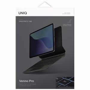 Uniq Venno Pro magnētiskais viedais maciņš ar klaviatūru, paredzēts iPad Pro 11" (2024/2025) - melns