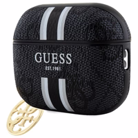 Guess GUAP2P4RPSK AirPods Pro 2 (2022/2023) apvalks melns 4G Printed Stripes Charm