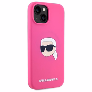 Karl Lagerfeld KLHMP15SSKHPPLF iPhone 15 6.1" fuksijas/fuksijas cietais apvalks Silikona Karl galvas apdruka MagSafe