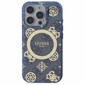 Guess GUHMP16XH4PYEEB iPhone 16 Pro Max 6.9" zils/zils cietais apvalks IML Peony On 4G Background Magnētiskais