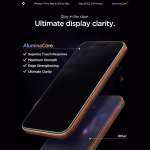 Spigen Glas.tR EZ Fit privātuma rūdīto aizsargstiklu komplekts iPhone 16 Pro Max / 17 Pro Max – 2 gab.