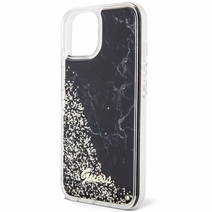 Guess Liquid Glitter Marble viedtālruņa apvalks iPhone 14 - melns