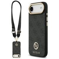 Guess 4G Strass Logo & Big Strap Metal Buttons Magnētiskais viedtālruņa apvalks iPhone Air - melns