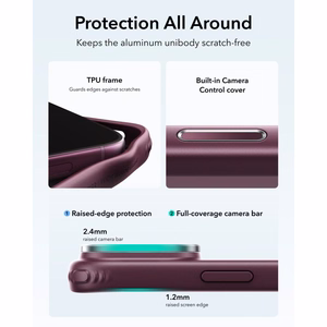 ESR Classic Hybrid Kickstand MagSafe maciņš, paredzēts iPhone 18 Pro / 17 Pro, matēts tumšā ķiršu krāsā
