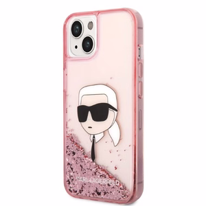 Karl Lagerfeld mirdzošs Karla galvas viedtālruņa apvalks iPhone 14 Plus - rozā