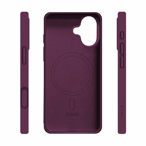 Etteri Silicone Mag maciņš iPhone 16 6,1 collu, tumšā ķiršu krāsā