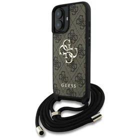 Guess 4G Big Logo Cord Stap viedtālruņa apvalks iPhone 16 Plus - brūns