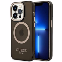 Guess GUHMP14XHTCMK iPhone 14 Pro Max 6.7" melns/melns cietais apvalks Zelta kontūra Daļēji caurspīdīgs Magnētiskais