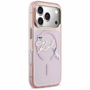 Karl Lagerfeld IML Choupettes Karl Script Logo MagSafe чехол для iPhone 17 Pro розовый