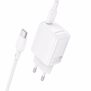 Borofone Сетевое зарядное устройство BN26 Fuente - Type C - PD 20W с кабелем Type C to Type C белый