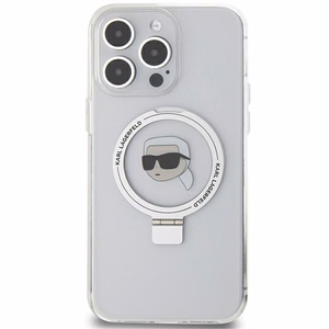 Karl Lagerfeld KLHMP15LHMRSKHH iPhone 15 Pro 6.1" balts/balts cietais apvalks ar gredzena statīvu Karl Head Magnētiskais