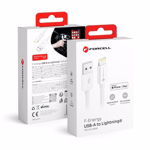 FORCELL F-ENERGY C703 kabelis USB A uz Lightning MFi 2,4A 12W 1 m balts