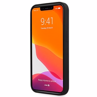 Guess GUHMP13XLSLMGBK viedtālruņa apvalks iPhone 13 Pro Max 6.7" melns cietais silikona ar zelta logotipu MagSafe