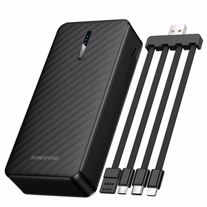 Borofone Внешний аккумулятор 20000mAh BJ84A Smooth - с кабелями USB, Type C, Lightning и Micro USB чёрный