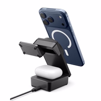 Spigen Essential Qi2.2 25W 3in1 MagSafe magnētiskais bezvadu lādētājs - melns