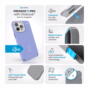 Speck Presidio2 Pro vāciņš ar MagSafe un ClickLock iPhone 16 Pro Max tālrunim, Future Lavender/Cassis Purple