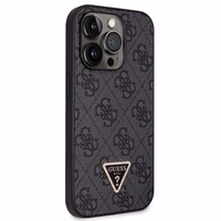 Guess GUHCP14LP4TDSCPK apvalks iPhone 14 Pro - melns krustenisks 4G metāla logotips