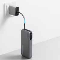Cuktech CUKP200NGLDG 55W 20000mAh Portatīvais lādētājs ar iebūvētu USB-C kabeli - pelēks
