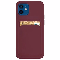 Kartīšu apvalks silikona maks ar kartes nodalījumu dokumentiem Samsung Galaxy A22 4G bordo