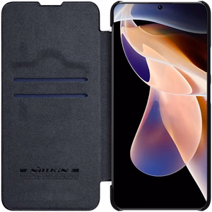Nillkin Qin vāciņš Xiaomi Redmi Note 11 Pro+ (Ķīna) / Redmi Note 11 Pro (Ķīna) / Mi11i HyperCharge kameras aizsargs vāciņš atverams vāciņš melns