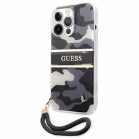 Guess GUHCP13LKCABBK iPhone 13 Pro / 13 6.1" melns/melns cietais apvalks Camo Strap Collection