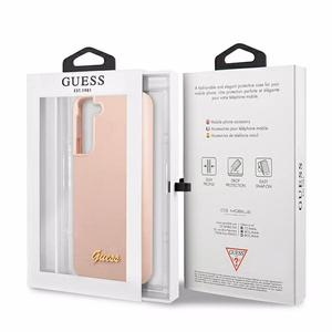 Viedtālruņa apvalks Guess GUHCS22MLSLMGPP S22+ S906 rozā ciets vāciņš Silikona Script Metal Logo