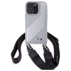 BMW M Edition Carbon Stripe & Strap iPhone 16 Pro Case - Gray