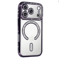 Bling Magsafe violets viedtālruņa apvalks iPhone 17 Pro