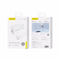 FONENG tīkla lādētājs EU52 PD 30W 1xUSB-C + 1xUSB QC3.0 + kabelis USB-C - Lightning balts