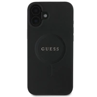 Viedtālruņa apvalks Guess Saffiano Klasiskais Logotips MagSafe iPhone 16 Plus - melns