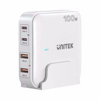 GaN network charger - Unitek P1229AWH01-EU | 100W 2x USB-C 2x USB-A