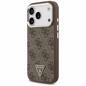 Guess Чехол для iPhone 17 Pro совместимый с MagSafe GUHMP17LP4TSRCMW (PU 4G W/Triangle Logo SL) коричневый