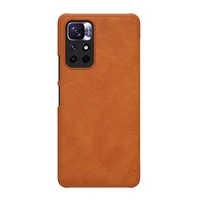 Nillkin Qin vāciņš Xiaomi Redmi Note 11T 5G / Note 11S 5G / Note 11 5G (Ķīna) / Poco M4 Pro 5G kameras vāks vāciņš atverams vāciņš brūns